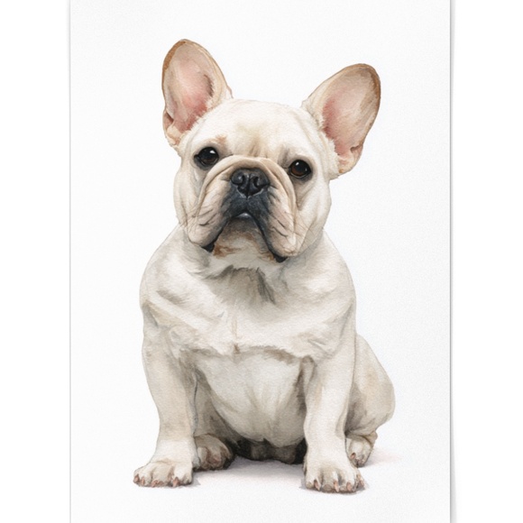 Watercolor French Bulldog Pet Portrait Wall Art Print Poster Unframed - Cute Dog - Picture 2 of 6